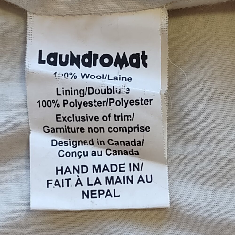 Laundromat Nepal 100% Wool Striped Hooded Sweater Jacket Full Zip Women Medium - Picture 11 of 12